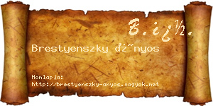 Brestyenszky Ányos névjegykártya